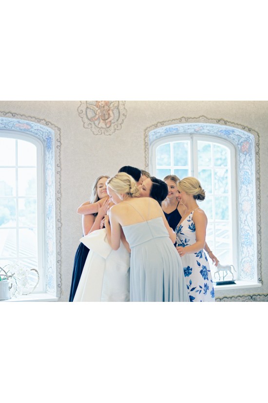 Long Blue Chiffon Floor Length Bridesmaid Dresses 902453