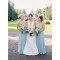 Long Blue Chiffon Floor Length Bridesmaid Dresses 902453