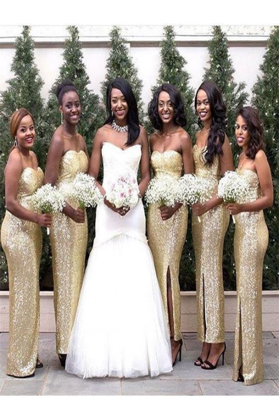 Long Gold Sequin Sweetheart Bridesmaid Dresses 902455 Long Gold Sequin Sweetheart Bridesmaid Dresses 902455