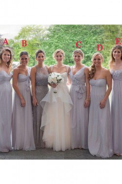 Empire Long Grey Chiffon Bridesmaid Dresses 902456