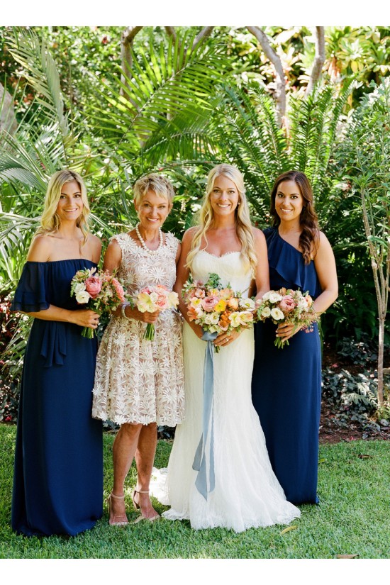 Long Royal Blue Chiffon Floor Length Bridesmaid Dresses 902459