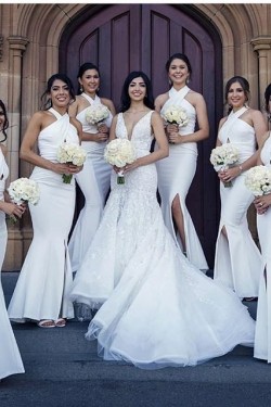 Long White Mermaid Bridesmaid Dresses 902460