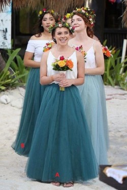 Long Tulle Floor Length Bridesmaid Dresses 902464