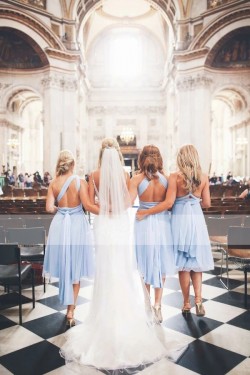 Short Blue Chiffon Bridesmaid Dresses 902468