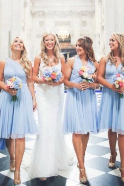 Short Blue Chiffon Bridesmaid Dresses 902468