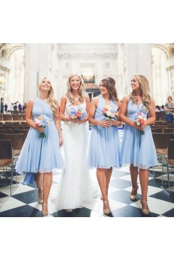 Short Blue Chiffon Bridesmaid Dresses 902468