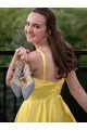 Long Yellow V Neck Bridesmaid Dresses 902477