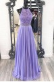 Long Purple Chiffon and Lace Bridesmaid Dresses 902479