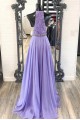 Long Purple Chiffon and Lace Bridesmaid Dresses 902479