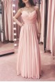 Long Pink Chiffon Spaghetti Straps Bridesmaid Dresses 902481