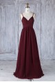 Long Grape Purple Chiffon Lace Spaghetti Straps Bridesmaid Dresses 902482