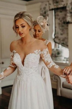 Elegant Lace Wedding Dresses Bridal Gowns with Long Sleeves 903002