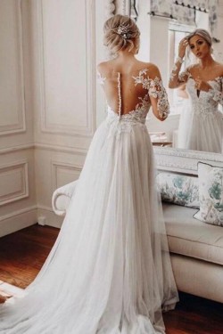 Elegant Lace Wedding Dresses Bridal Gowns with Long Sleeves 903002