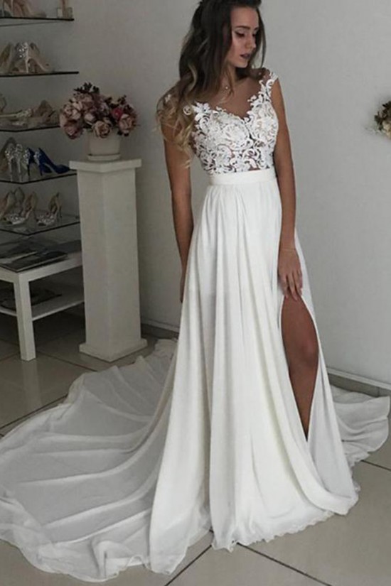 Elegant Chiffon and Lace Wedding Dresses Bridal Gowns 903005