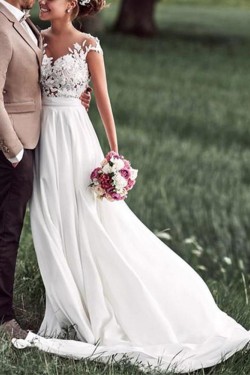 Elegant Chiffon and Lace Wedding Dresses Bridal Gowns 903006