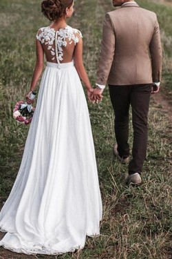 Elegant Chiffon and Lace Wedding Dresses Bridal Gowns 903006