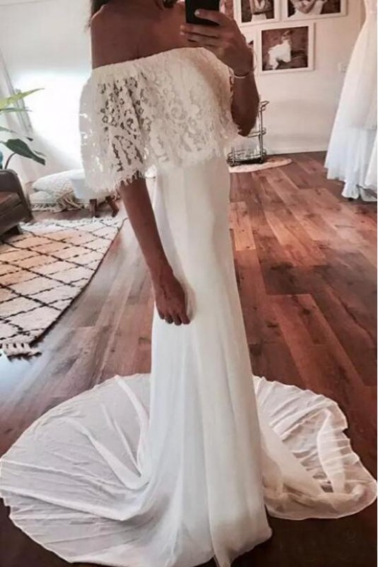 Long Chiffon and Lace Wedding Dresses Bridal Gowns 903012