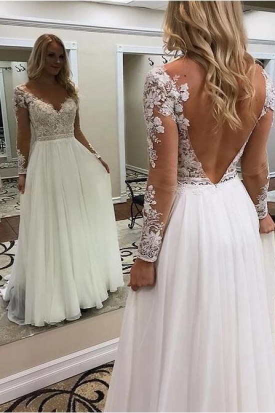 A-Line Chiffon and Lace Wedding Dresses Bridal Gowns 903015