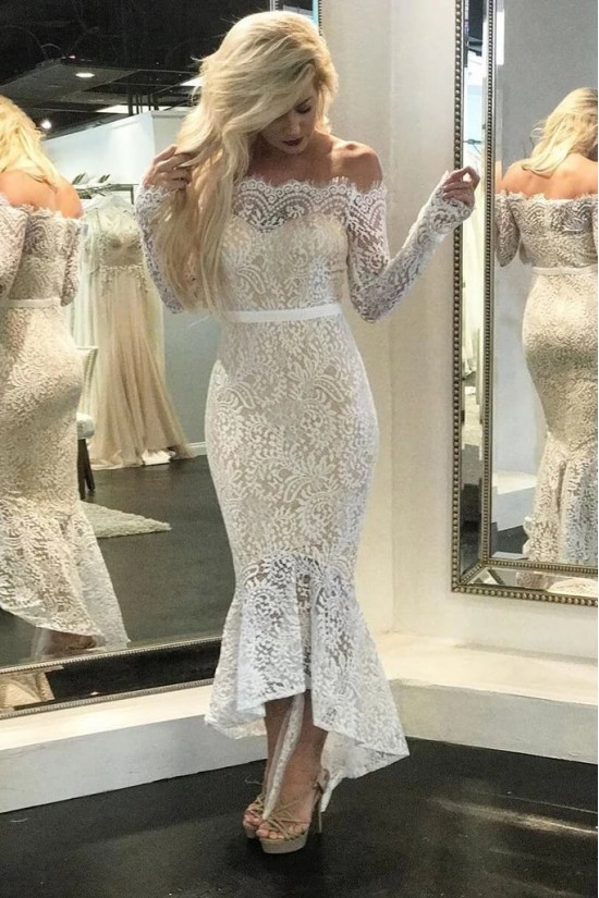 Mermaid Long Sleeves Lace Wedding Dresses Bridal Gowns 903017