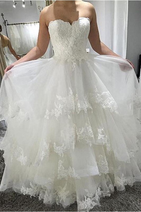 A-Line Sweetheart Lace Long Wedding Dresses Bridal Gowns 903022