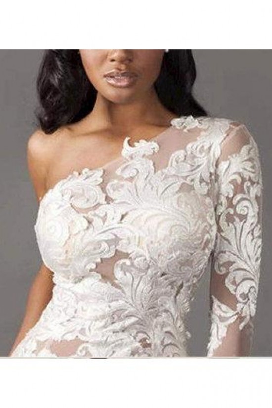 Mermaid One Shoulder Lace Wedding Dresses Bridal Gowns 903023