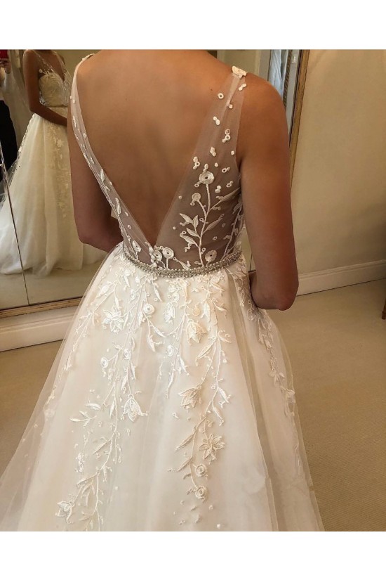 Elegant A-Line Lace Long Wedding Dresses Bridal Gowns 903029