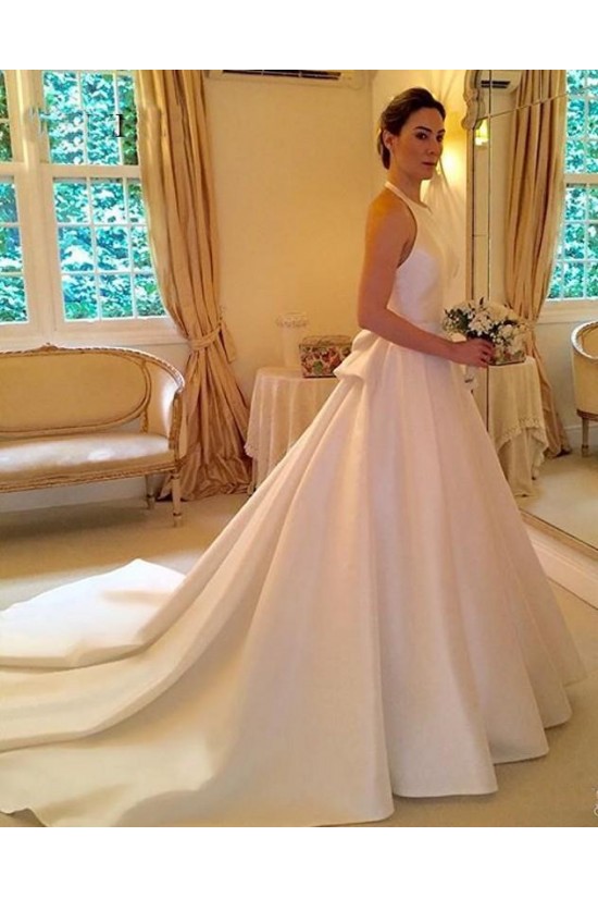 A-Line Long White Halter Wedding Dresses Bridal Gowns 903030