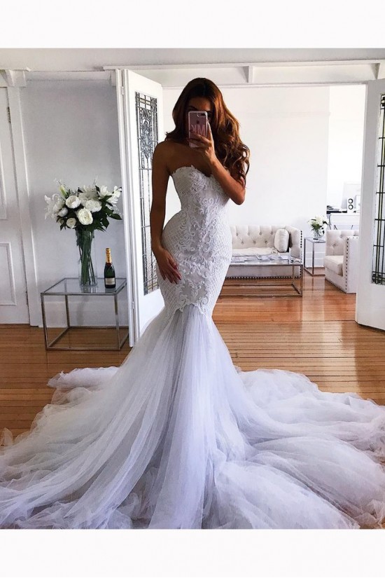 Long Mermaid Sweetheart Lace Wedding Dresses Bridal Gowns 903031