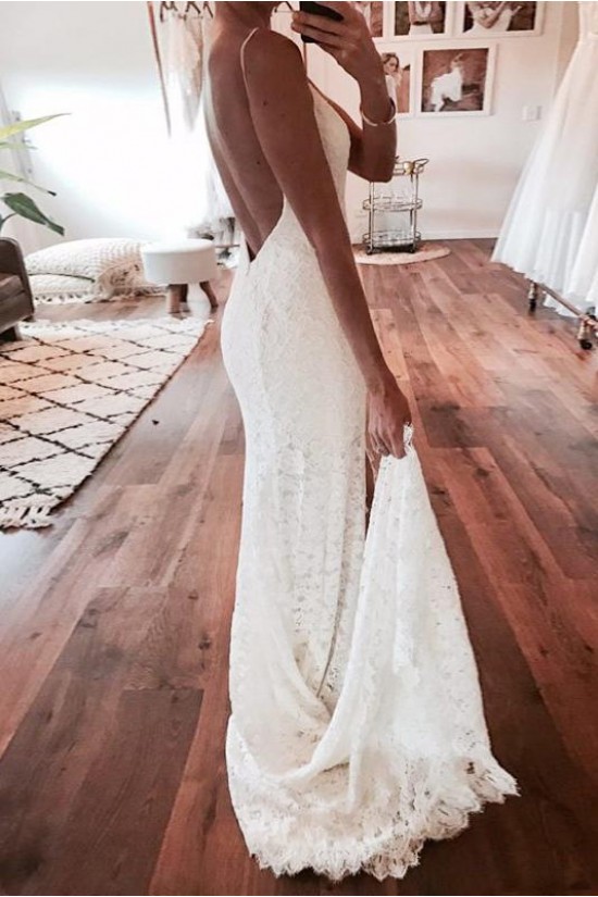 Mermaid Spaghetti Straps Lace Wedding Dresses Bridal Gowns 903034