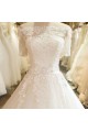 A-Line Off the Shoulder Lace Wedding Dresses Bridal Gowns with Short Sleeves 903040