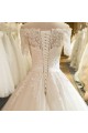 A-Line Off the Shoulder Lace Wedding Dresses Bridal Gowns with Short Sleeves 903040