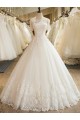 A-Line Off the Shoulder Lace Wedding Dresses Bridal Gowns with Short Sleeves 903040