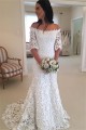 Mermaid Lace Long Wedding Dresses Bridal Gowns with Sleeves 903047