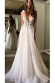 A-Line Beaded Tulle Wedding Dresses Bridal Gowns 903049