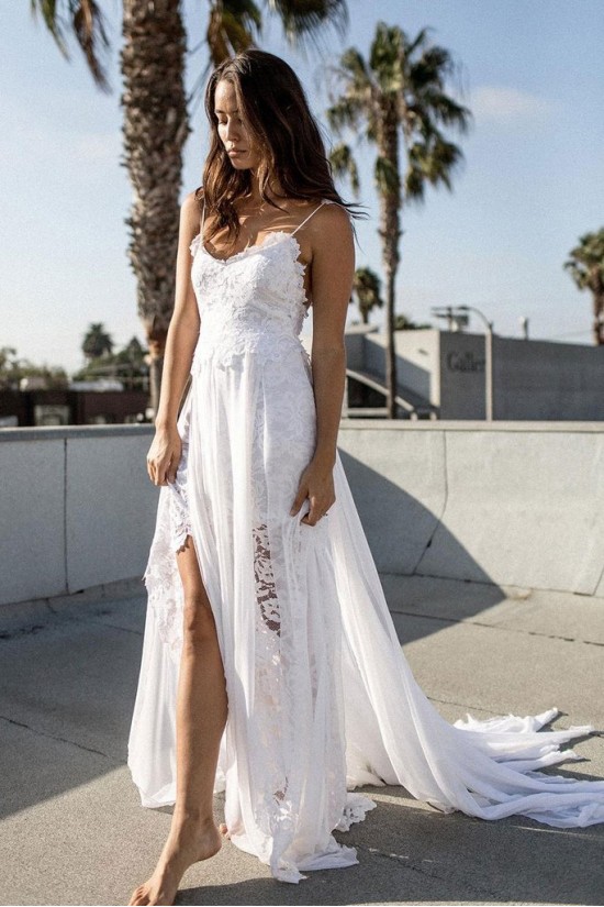 Lace Spaghetti Straps Wedding Dresses Bridal Gowns 903054
