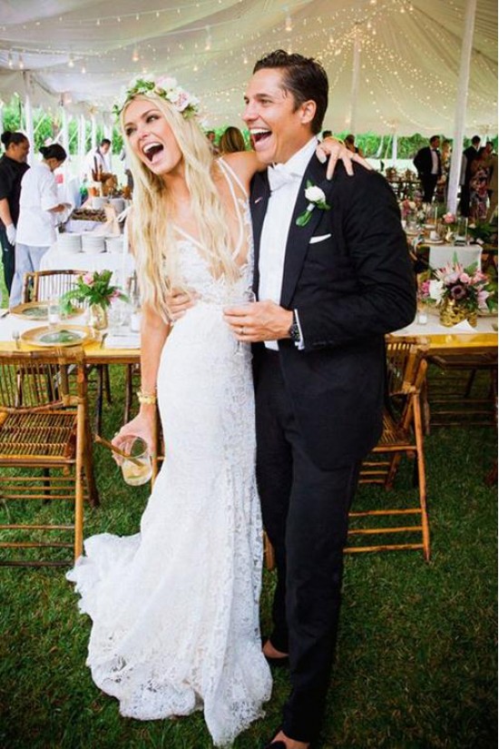 Mermaid V Neck Lace Wedding Dresses Bridal Gowns 903057