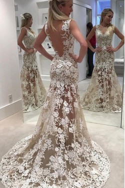 Mermaid Lace Long Wedding Dresses Bridal Gowns 903077