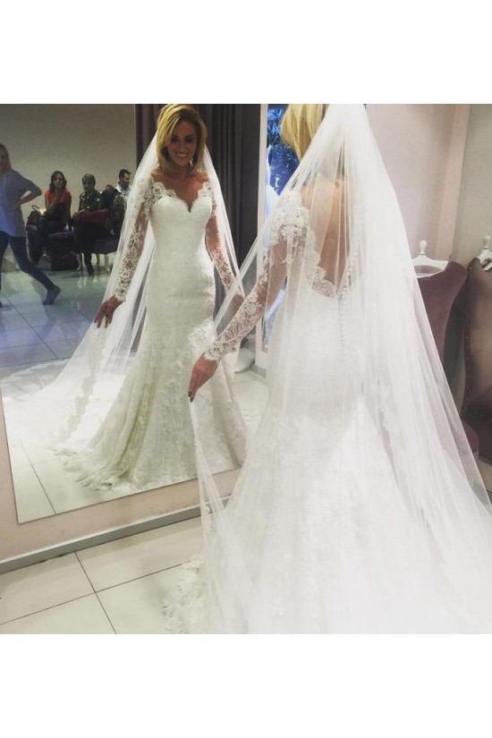 Mermaid Lace Long Sleeves Wedding Dresses Bridal Gowns 903078 Mermaid Lace Long Sleeves Wedding Dresses Bridal Gowns 903078