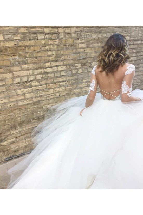 A-Line Lace and Tulle Long Wedding Dresses Bridal Gowns 903079