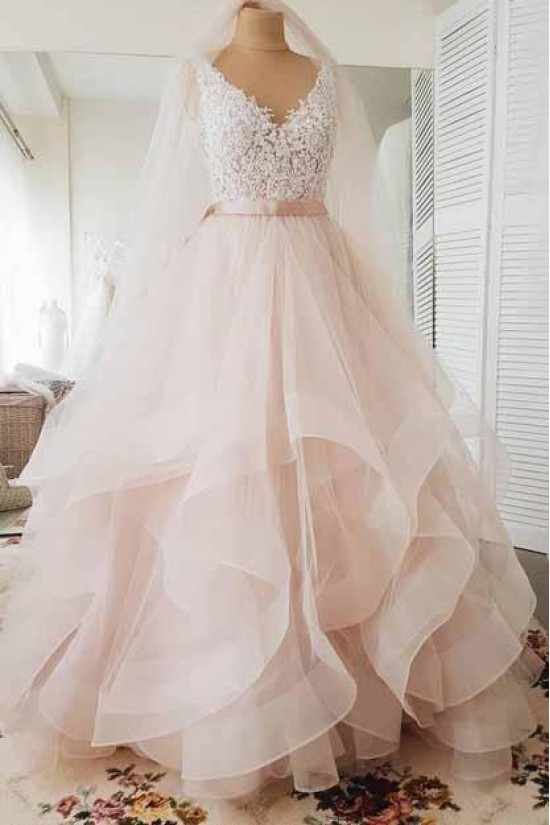 A-Line Lace and Tulle Long Wedding Dresses Bridal Gowns 903080