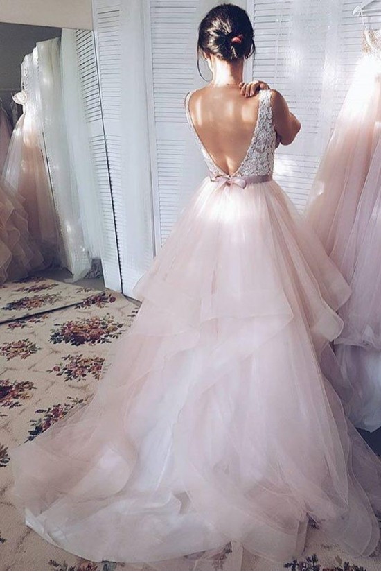 A-Line Lace and Tulle Long Wedding Dresses Bridal Gowns 903080