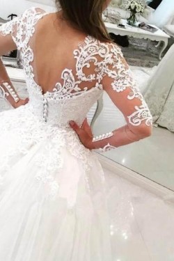 Mermaid Lace Wedding Dresses Bridal Gowns with Long Sleeves 903082