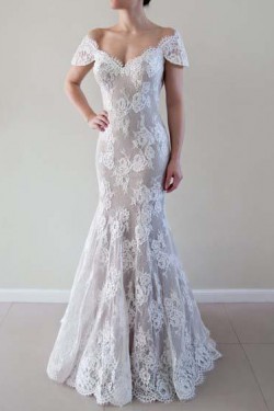 Long Mermaid Off the Shoulder Lace Wedding Dresses Bridal Gowns 903092
