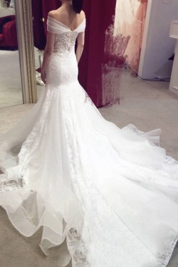 Elegant Mermaid Lace Off the Shoulder Wedding Dresses Bridal Gowns 903097