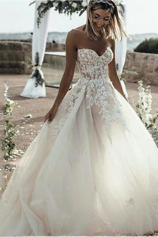 A-Line Sweetheart Lace and Tulle Wedding Dresses Bridal Gowns 903106