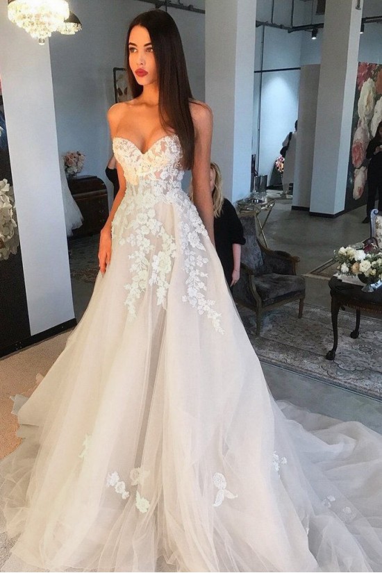 A-Line Sweetheart Lace and Tulle Wedding Dresses Bridal Gowns 903106 A-Line Sweetheart Lace and Tulle Wedding Dresses Bridal Gowns 903106