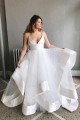 Long White Satin and Tulle Wedding Dresses Bridal Gowns 903107