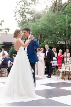 A-Line Long White V Neck Wedding Dresses Bridal Gowns 903108