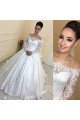 Elegant Satin and Lace Long Sleeves Wedding Dresses Bridal Gowns 903112