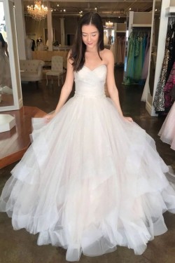 A-Line Sweetheart Tulle Wedding Dresses Bridal Gowns 903115